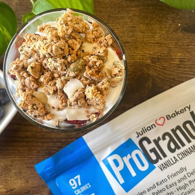 Julian Bakery ProGranola Cereal | Vanilla Cinnamon | 12g Protein | Paleo | 2 Net Carbs | Gluten-Free | Grain-Free | 2 Pack