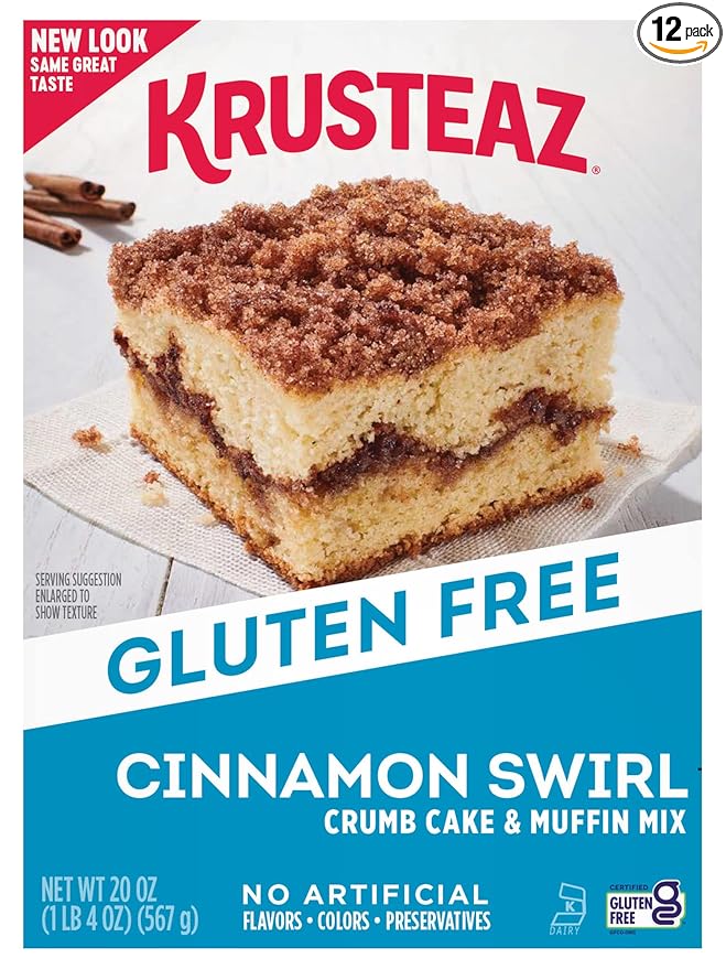 Krusteaz Gluten Free Baking Mix, Cinnamon Swirl Crumb Cake & Muffin Mix, 12-Ounce Box (Pack of 12)