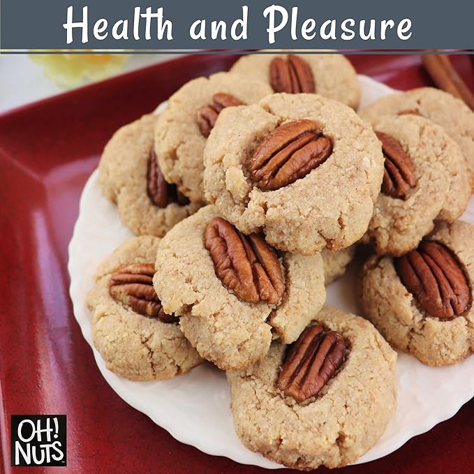 Oh! Nuts Pecans Dry Roasted Unsalted - Kosher, Oil-Free, All Natural Pecans - For Baking, Snacks, Salad, Dressing - Packed in 1 LB Resealable Bulk Bag
