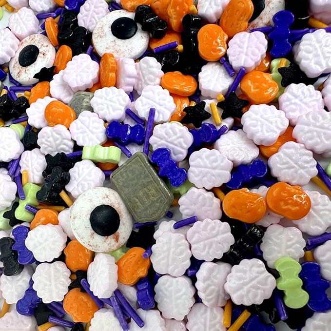 癤풥alloween Confetti Sprinkles Bulk Tombstone Bat and Pumpkin for Cake Decorating, Edible Eye Themed Sprinkles for Cookie Decorating, Chocolate Desserts, Cupcakes, Ice Cream Decoration