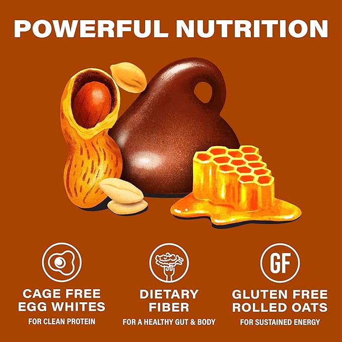 Over Easy Peanut Butter Dark Chocolate Soft and Chewy Oatmeal Breakfast Bars - Granola and Protein Bars - 12 Energy Snack Bars - Clean, Gluten Free, Dairy Free, Soy Free and Kosher