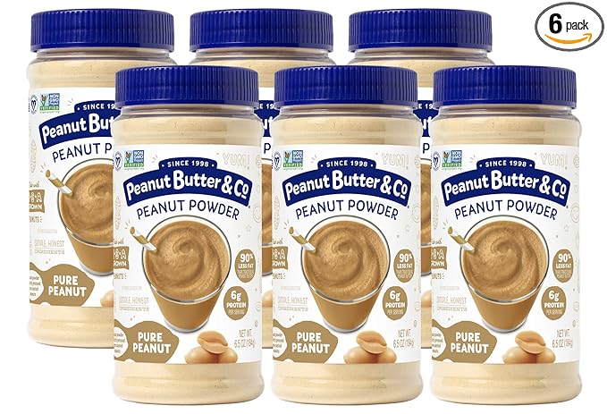 Peanut Butter & Co. Pure Peanut Powder, Non-GMO Project Verified, Gluten Free, Vegan, 6.5 Ounce Jars, Pack of 6