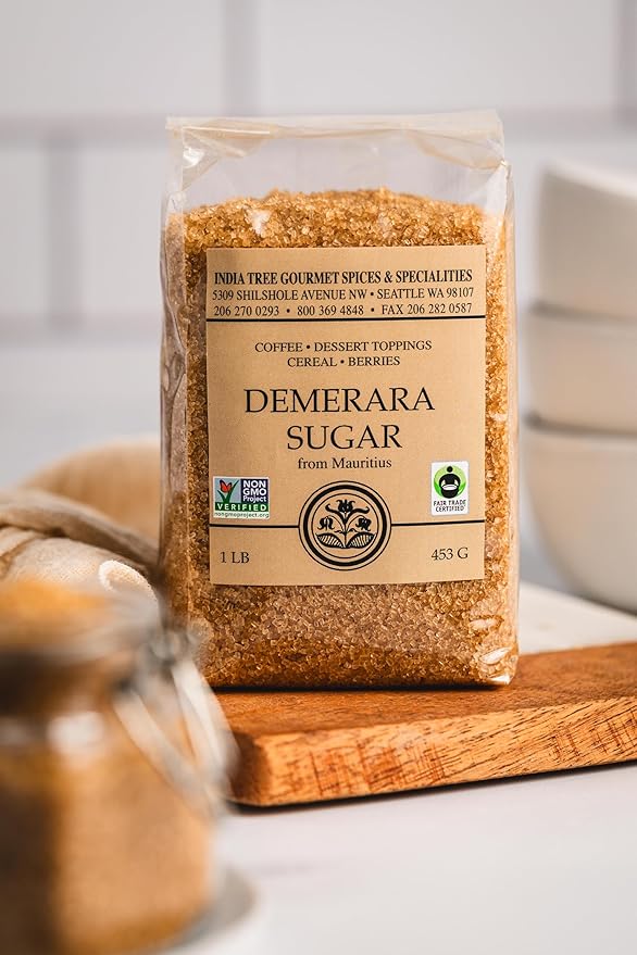 India Tree Demerara Sugar, 1.75 lb | Vegan, Non-GMO, Gluten-Free and Fair Trade Unrefined Cane Sugar with Rich Molasses & Crunchy Crystals from Mauritius
