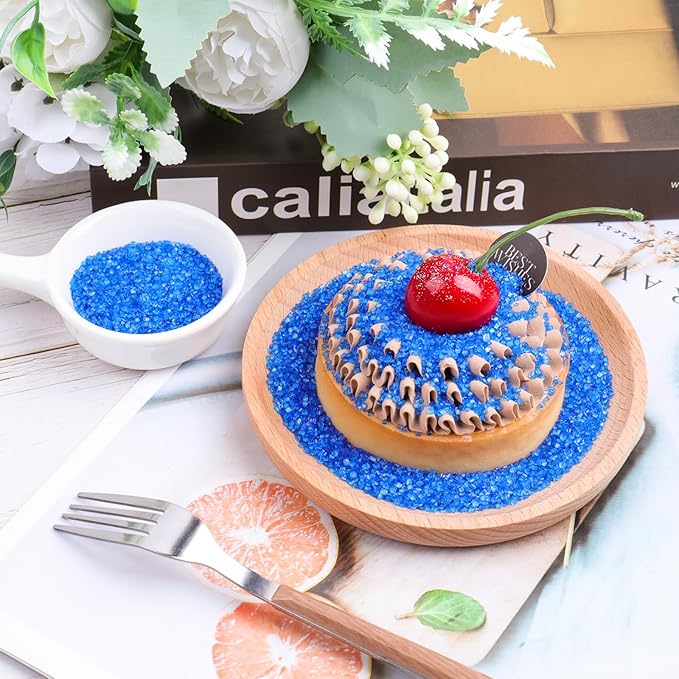 Blue Sprinkles Sanding Sugar, 6.35 Oz Edible Sparkling Sugar Crystals for Baking Cookies Ice Cream Cupcake Cake Decorations