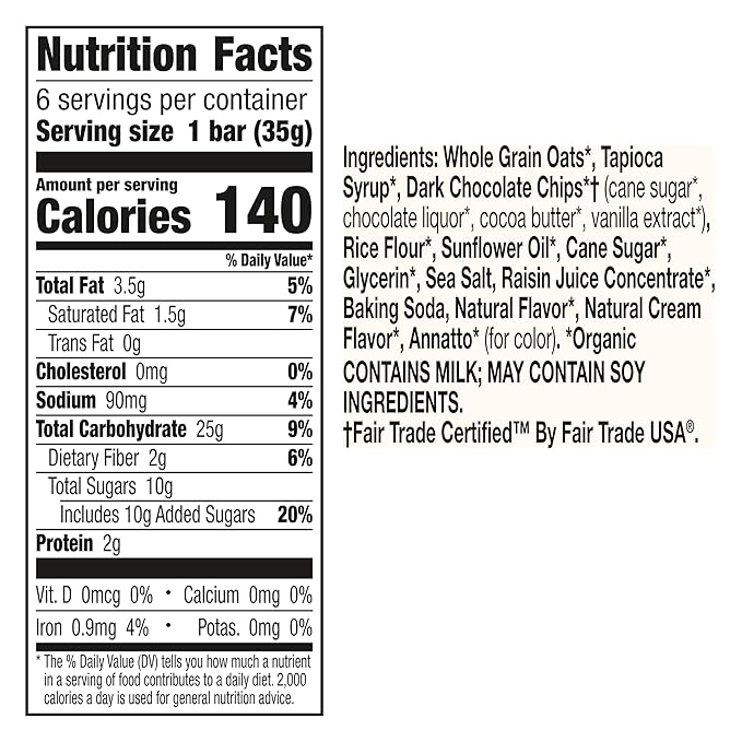 Cascadian Farm Organic Chocolate Chip Chewy Granola Bars, 6 Bars, 7.4 oz