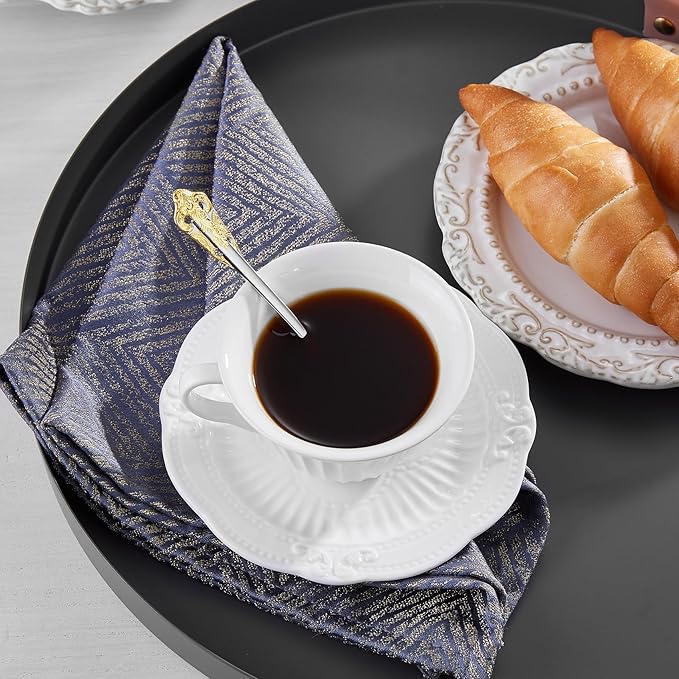 KEAWELL Luxurious 5.1-Inch Espresso Spoons Set - 6 Pieces - Mini Coffee Spoon, 18/10 Stainless Steel - Gorgeous Design with Exceptional Mirror Polished Finish (Gold Accent)