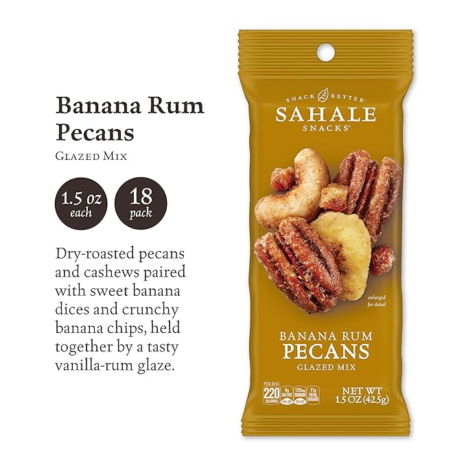 Sahale Snacks Banana Rum Pecans Glazed Mix, 1.5 Ounces (Pack of 18)