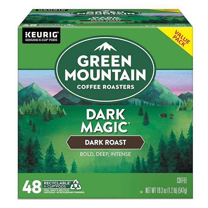 Green Mountain Coffee Roasters Dark Magic, Single-Serve Keurig K-Cup Pods, Dark Roast Coffee Pods, 48 Count (2 Packs of 24)