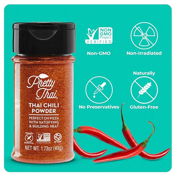 Pretty Thai Chili Powder - 1.7oz, Pack of 6 I Chili Seasoning Mix with Dried Thai Chili Flakes, Asian Cooking Spices for Authentic Thai Food, Add Heat without Overpowering the Palate, Spice Level 4.5 out of 5*