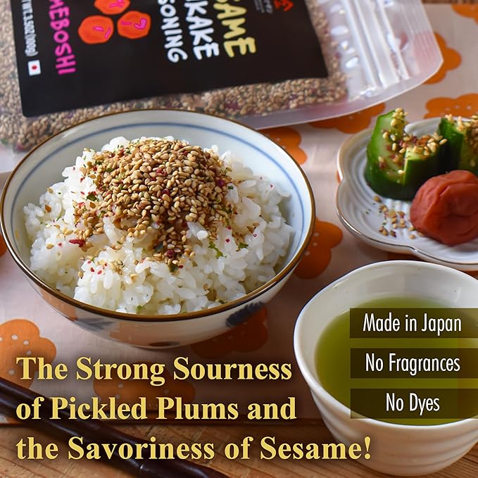 YAMASAN KYOTO UJI Japanese Umeboshi Furikake Seasoning, Sesame-Soy Marinade, Freeze-dried Sour Plum Flakes, Delicious Flavor of Various Foods, Made in Japan, 100g (3.5oz)