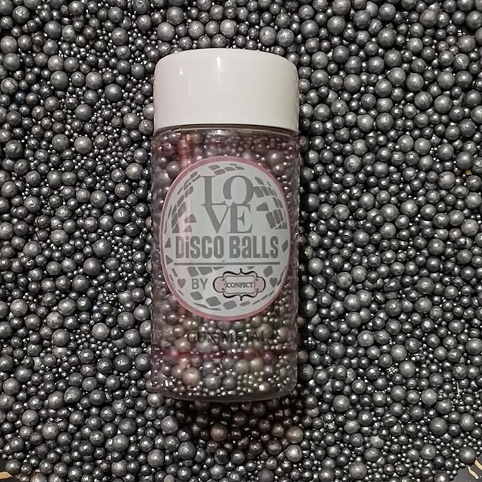 Confect Love Silver Metallic Disco Ball Sprinkles ??Edible Cake Decorating Sugar Pearls | Shiny Silver Dessert Toppers for Cupcakes, Cookies, Cakes & Party Treats | Vegan, Gluten-Free, Nut-Free, Soy-Free, Dairy-Free, Palm Oil-Free- 4.2 Oz