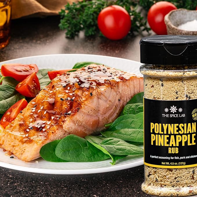 The Spice Lab Polynesian Pineapple Rub - Sweet & Savory Teriyaki seasoning - Pineapple Seasoning With Honey & enhanced with soy sauce a Gourmet Flavor Explosion - Hawaiian seasoning, Kosher, Non-GMO