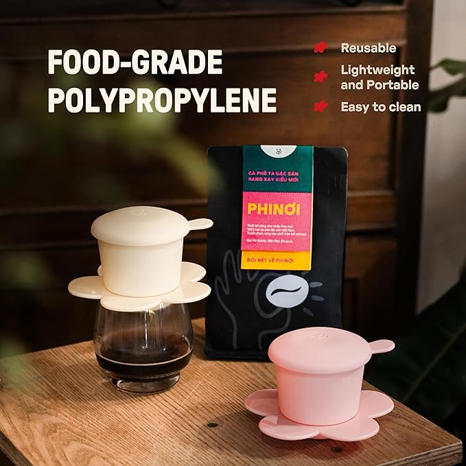 ??Vietnamese Coffee Dripper Phin Filter ??Pour Over Coffee Maker ??Single Cup Dripper with Flower Design ??Reusable Coffee Filter- Paperless Filter for Sustainable Brewing (Navy)