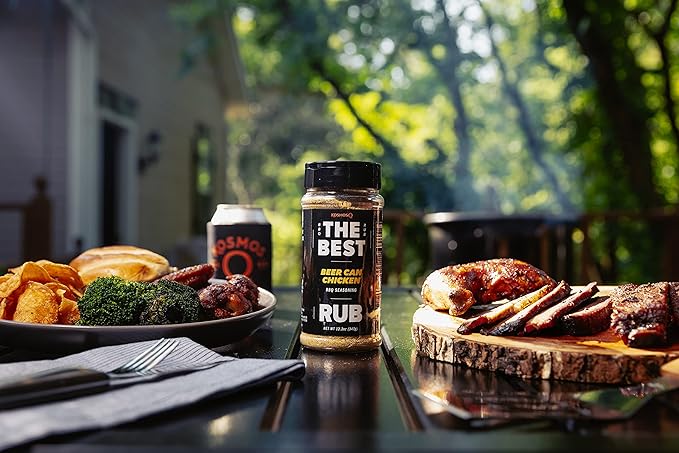 Kosmos Q The Best Beer Can Chicken Rub, BBQ Meat Dry Rub and Seasoning with Garlic, Onion, Bell Pepper, Lemon Peel & Spices. Perfect for Baked Chicken, Dumplings, Enchiladas. 12.2 Oz Shaker Bottle