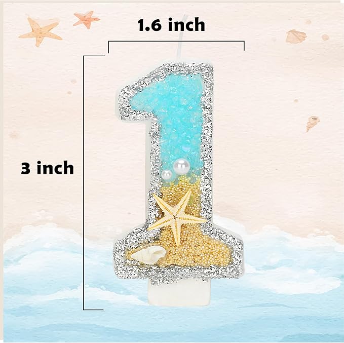 Birthday Candle for Cake, Beach Starfish Sequins Candles, 2.76 inch Cake Topper Decoration for Birthday Party (Number 17)
