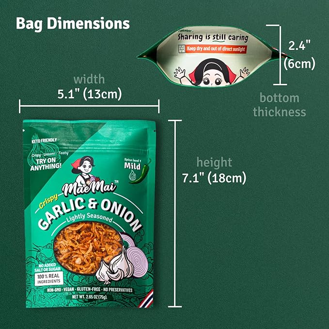 MaeMai Chili Crisp (MILD Spice) - Premium Onion & Garlic Flakes - Crispy All-Purpose Seasoning, Topper | Keto, vegan, gluten-free. Crunchy condiment for ramen add ons, rice seasoning, salads | 9.52 oz (3-PACK)
