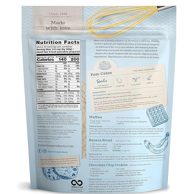 Gluten Free Baking and Pancake Mix, Unflavored, 64 Oz (3 Pack)