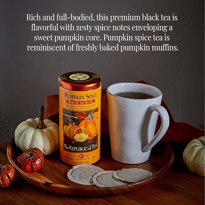 The Republic of Tea Pumpkin Spice Seasonal Black Tea, 250 Tea Bag Bulk