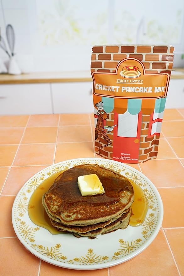 Tricky Cricky Cricket Protein Pancake & Waffle Mix ??USA Handmade Edible Cricket Flour Breakfast Mix ??Real USA Farmed Dried Crickets ??High-Protein, Nut-Free & Soy-Free Fluffy Pancakes ??8 Ounce Bag