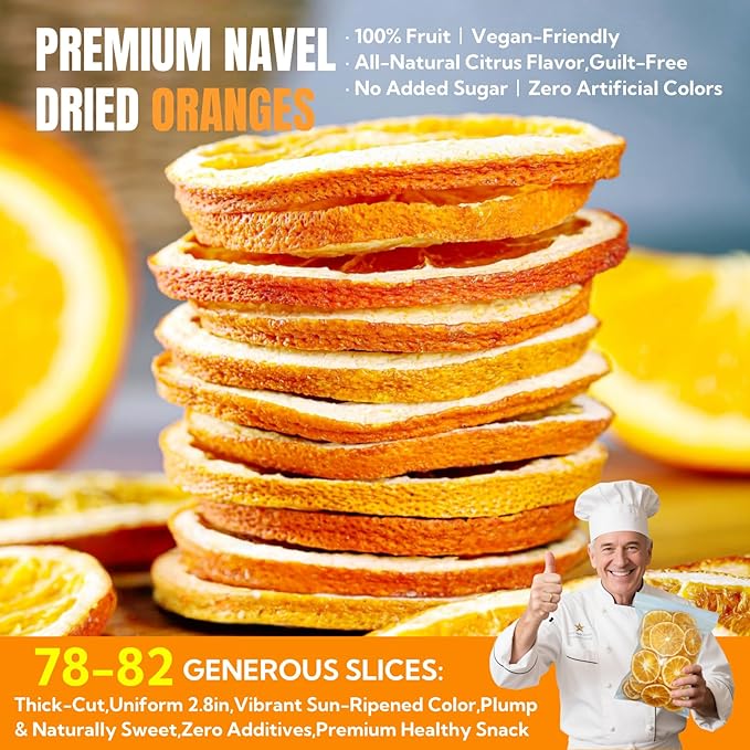 Premium Dried Orange Slices 8.8oz/250g,Dehydrated Orange Slices NO Addtives,Dried Oranges No Sugar Added,Fruit Tea,Dehydrated Fruit for Cocktails,Crafts,Baking,Caffeine Free Tea,Sleep Time Tea