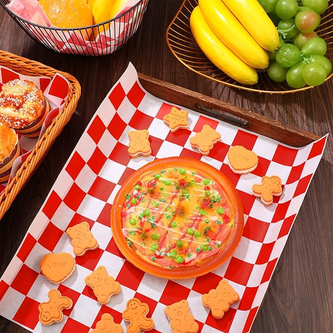 Honeydak 600 Pcs Sandwich Wrapping Paper Sheet 15x15 Checkered Food Wax Sheets Parchment Burgers Paper Basket Liner Grease Restaurant Wedding Party Supplies for Wrapping Bread BBQ