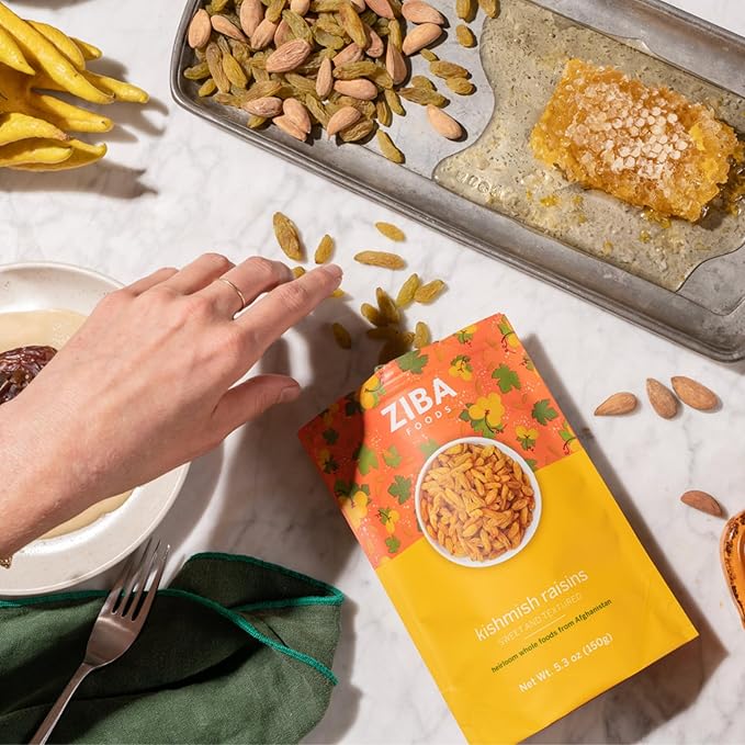 Ziba Foods Kishmish Raisins | Non-GMO, Vegan, Whole 30 Friendly & Paleo | Superfood Dry Fruit Raisins No Sugar Added & Naturally High in Fiber, Iron and Immune Boosting Antioxidants, 5.3 oz