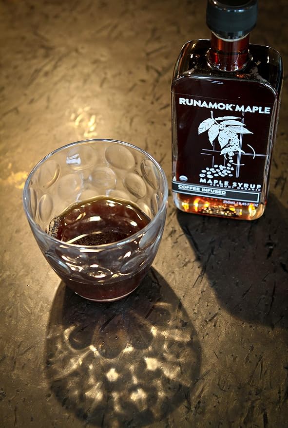 Runamok Coffee Infused Maple Syrup - Authentic & Real Vermont Maple Syrup | Make Your Ultimate Coffee-Milk | Breakfast | 8.45 Fl Oz (250mL)