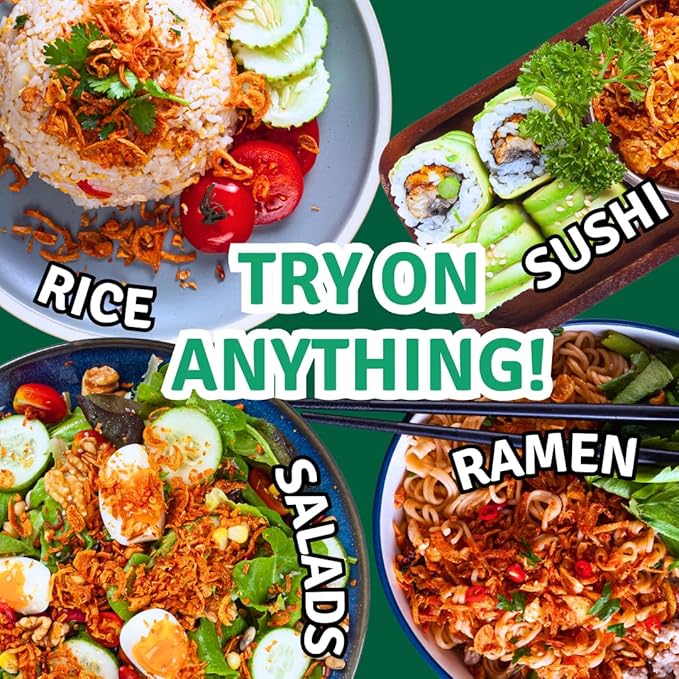 MaeMai MILD Spice - Crispy Onions & Garlic Flakes - Keto, Healthy Seasoning, Salad Toppings, Fried Garlic - Ramen, Rice Seasoning, Vegan, Gluten-free | 5.47 Ounce Resealable Bottle