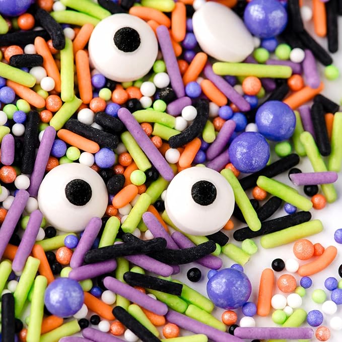 Sweets Indeed Sprinklefetti Monster Mash Sprinkles ??4 oz Jar | Halloween Sprinkle Mix with Candy Eyeballs, Jimmies, Nonpareils & Confetti | Cupcake & Cake Decorations