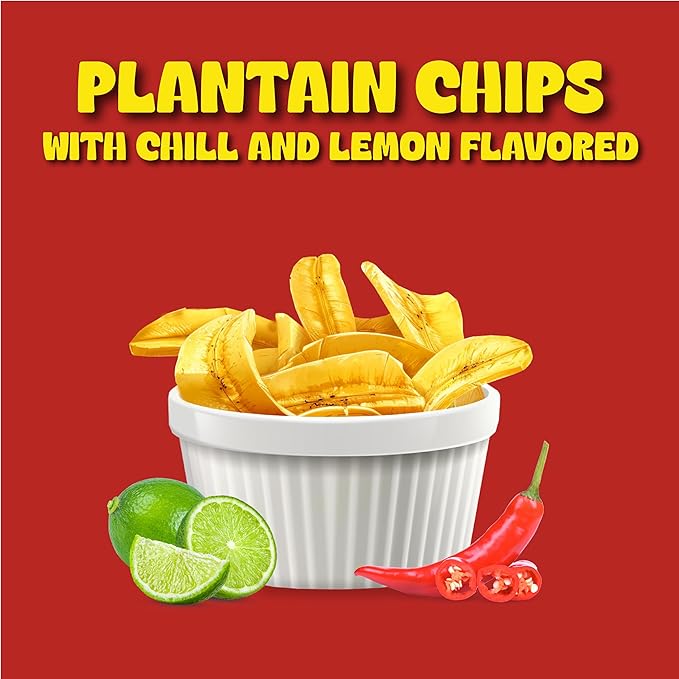 Mayté Plantain Chips – Chili Lemon, 30 Individual Packs (3oz Each) – Non-GMO, Gluten-Free, Kosher, Healthy Snacks – No Preservatives or Artificial Colors
