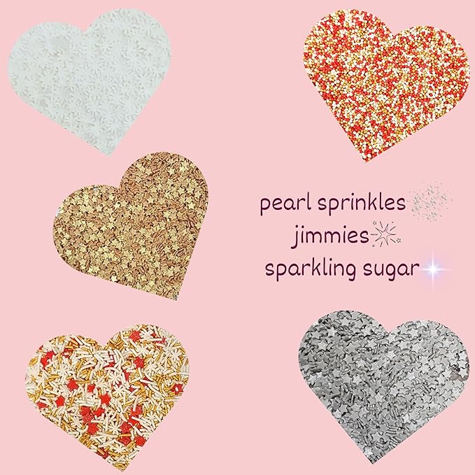 Confect Christmas Sprinkles | White Flower, Gold, Red & White Pearl Sprinkles Mix ??Silver Star Edible Holiday Decorations for Cakes, Cupcakes, Cookies ??Festive Baking Toppers- Vegan, Gluten-Free, Nut-Free, Soy-Free, Dairy-Free, Palm Oil-Free- 5 Oz