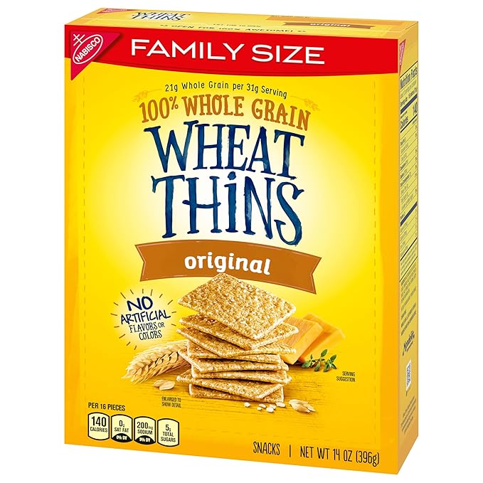Wheat Thins Original Snacks, Whole Grain Wheat Crackers, Bulk Snack Crackers, Family Size, 6 - 14 oz Boxes