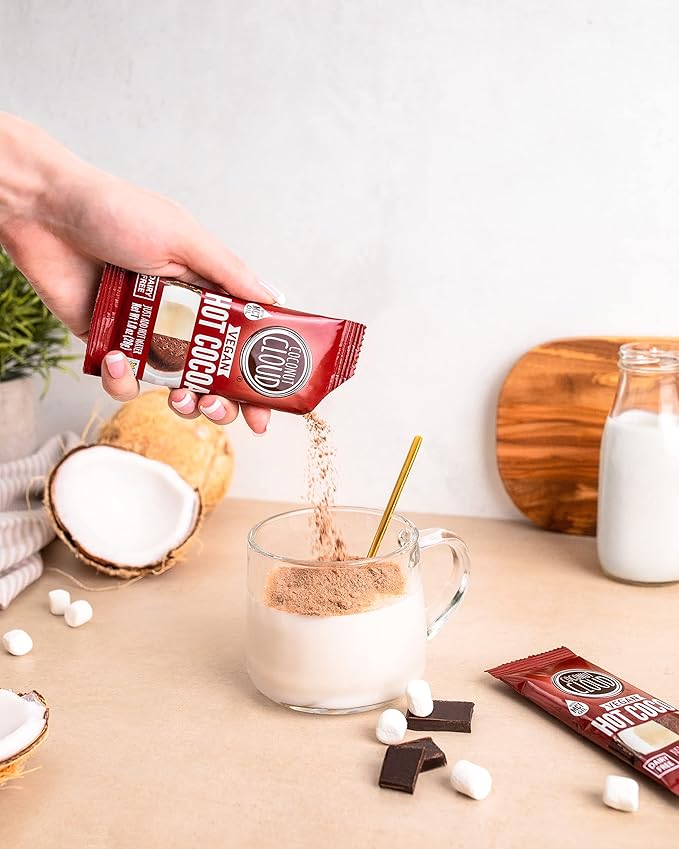 Dairy Free Hot Cocoa Sticks | Delicious, Vegan, Non-GMO, Natural, Coconut Powdered Milk + MCT OIL. (Just add Water & Enjoy a Perfect Hot Chocolate), 8 Sticks