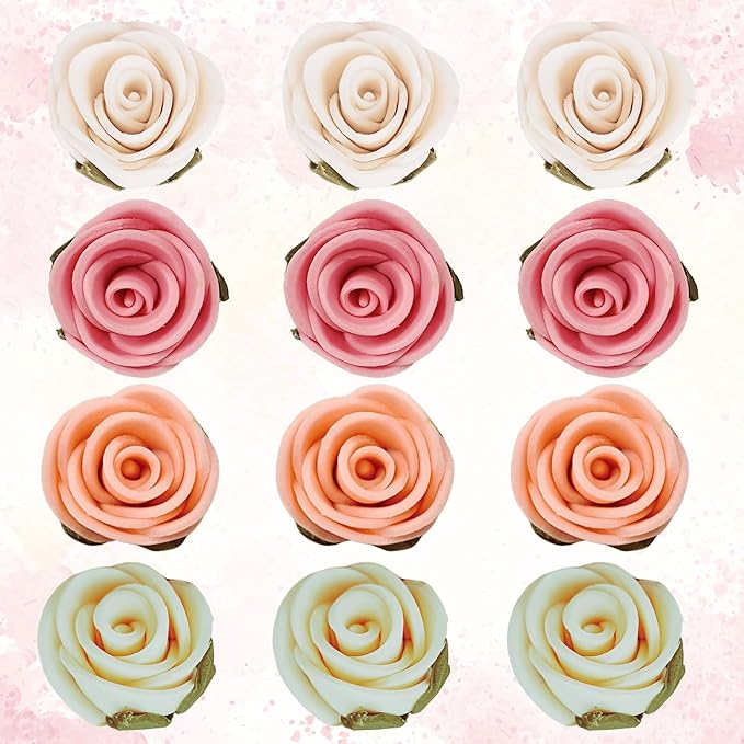 Confect Edible Flower | Edible Flower for cake decorations | Edible Flower Cupcake Toppers | | Cupcakes & Doughnut Edible Toppers | Ombre -3 -Vegan, Gluten-Free, Soy-Free, Dairy-Free, Palm Oil-Free -Pack of 12