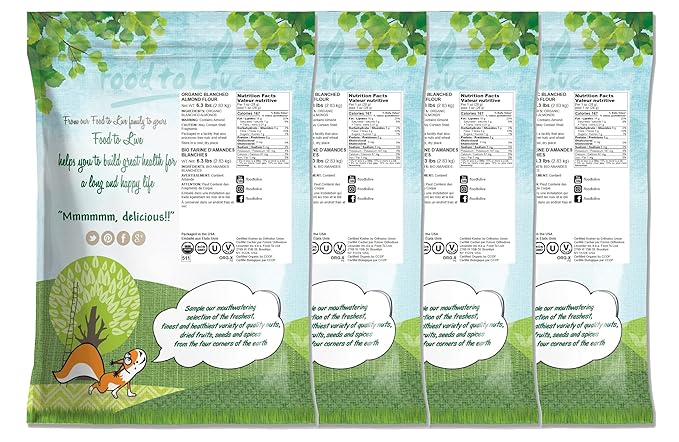Food to Live Organic Almond Flour, 25 Pounds - Extra Fine Blanched Prime Meal, Non-GMO, Low Carb, Culinary Grade, Kosher, Keto, Paleo and Vegan Super Powder, Bulk