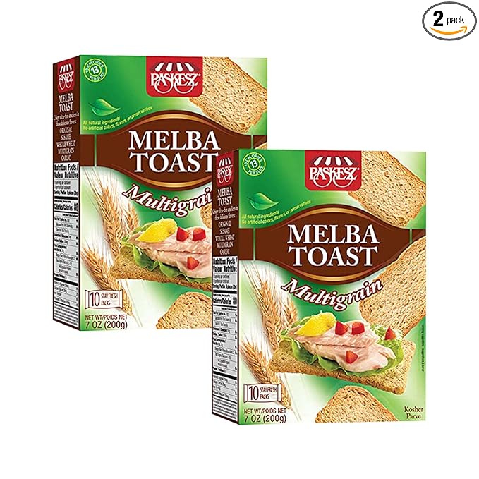 Only Kosher Candy Melba Toast Flatbread Crackers Classic Multigrain Kosher Parve with No Artificial Flavor, Fresh Natural Ingredients, Kosher Certified Delicious Snack Crackers (Pack of 2)