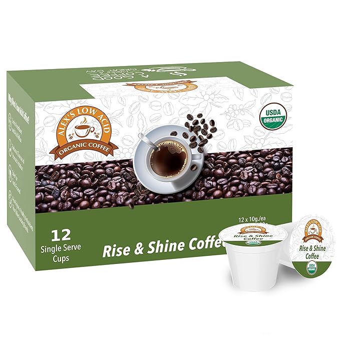 Alex's Low Acid Organic Coffee Single-Serve Pods (12-Pack) - Rise & Shine