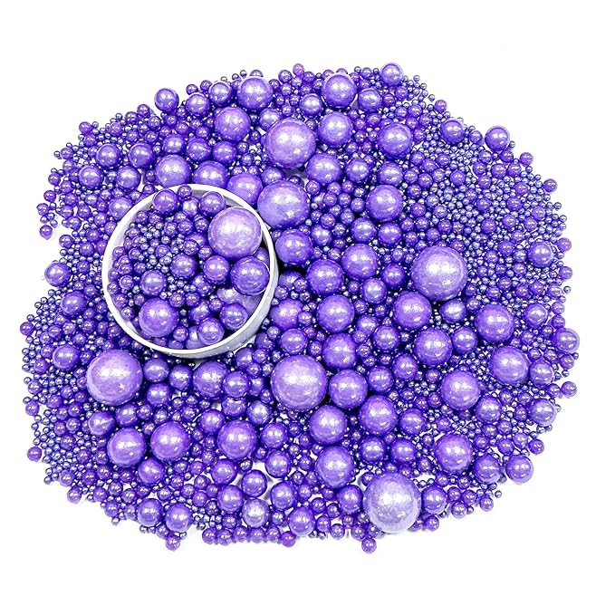 Sprinkles Edible Purple Pearl Sugar Sprinkles Candy 142g/5.01oz Mix Size Purple Pearls Baking Cupcake Toppers Cookie Ice Cream Decorations for Wedding Parties Valentines Day Halloween Christmas