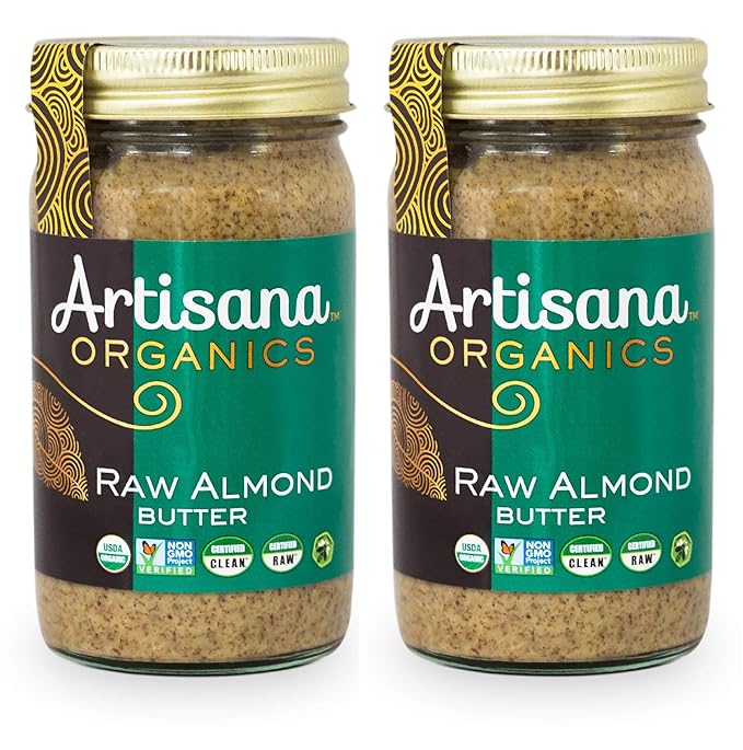 Artisana Organics Raw Almond Butter (2 Pack, 14oz Jars) | USDA Organic, No Sugar Added, No Palm Oil, Vegan, Paleo and Keto Friendly, Non-GMO