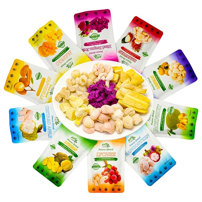 CHAVI Freeze Dried Exotic Tropical Fruits | Pack of 10 | Gift Box - No Added Sugars or Preservatives - Non-GMO, Vegan, Gluten-Free | 180 g | 6.4 oz