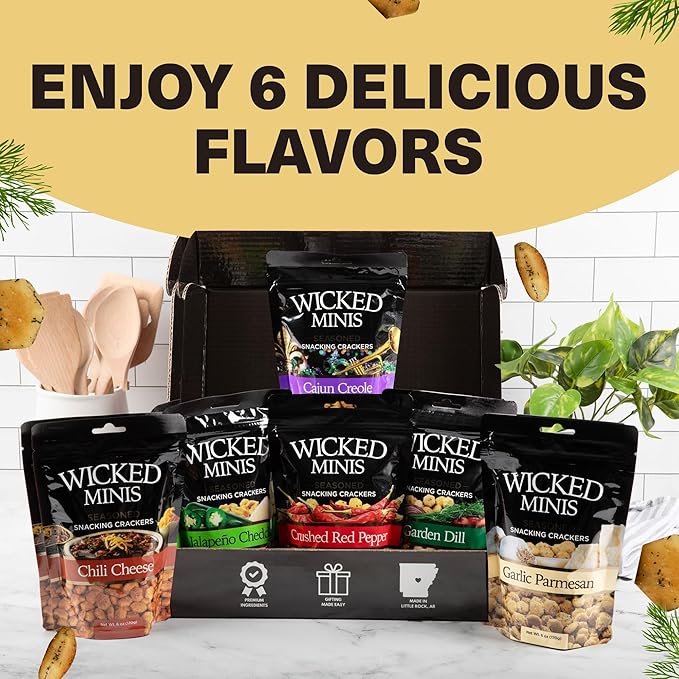 Wicked Minis Soup & Oyster Crackers - Saltine & Salted Flavored Mini Puffed Soup, Savory Snacking Mix, Seasoned Croutons Salad Toppers, Crackers for Chili 6oz (Garden Dill, Pack of 3)