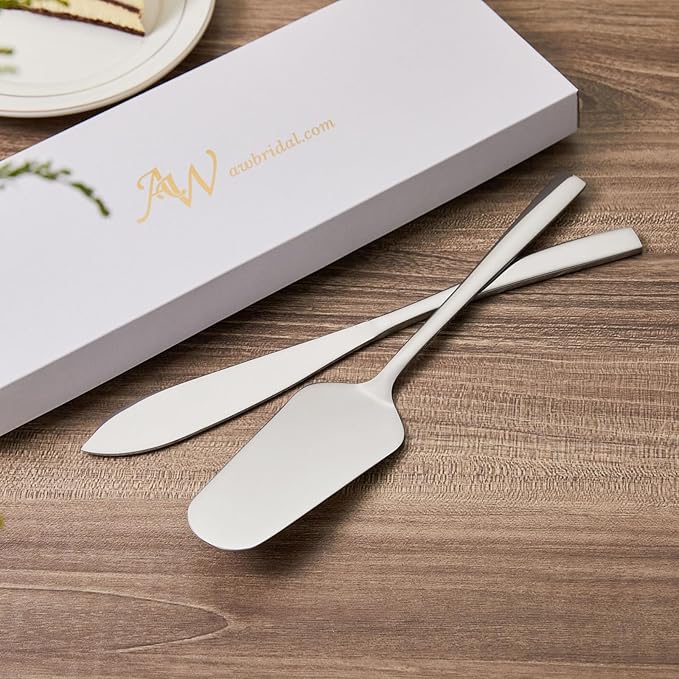 AW BRIDAL Silver Cake Cutting Set for Wedding Stainless Steel Cake Cutter Pie Server for Birthday Parties Bridal Shower Anniversary Wedding Gifts for Couples