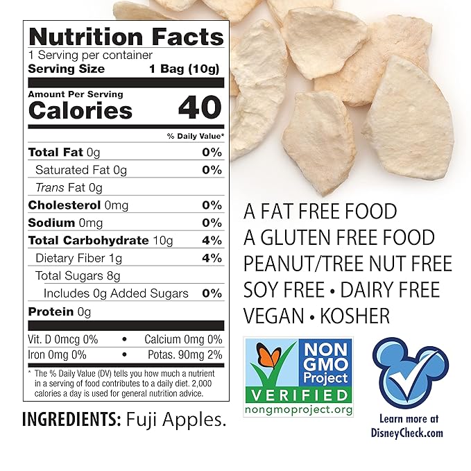 Brothers All Natural Disney Freeze Dried Fruit Crisps, Fuji Apple, 0.35 Oz (Pack of 12), Made with 100% Fruit, Gluten Free, Soy Free, Vegan, Heathy Snack, Lunch Box Ready