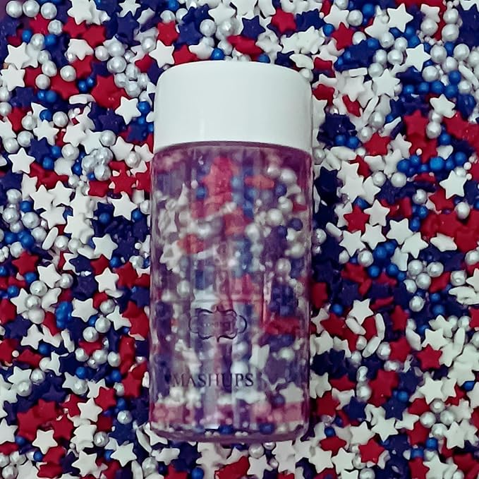 Confect Cake Mate Edible Sprinkles ??Red, White, Blue & Silver Pearl & Star Dragees??Cake and Cupcake Decorating Toppings for Cookies & Ice Cream | Vegan, Gluten-Free, Soy-Free, Dairy-Free, Palm Oil-Free- 4.2 Oz