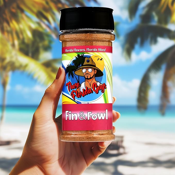 Fin & Fowl Spices & Rubs, 120g - Florida Coastal Blend of Zesty Citrus & Chipotle With Zero Sugar - Perfect sea Salt and Vinegar Seasoning for Chicken, Fish, Duck & More