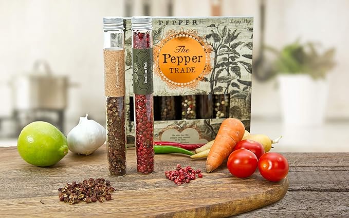 The Pepper Trade Gourmet Peppercorn Blend Collection, 8 Pack Gift Set | Sampler Spice Gift Set, Use in Grinders