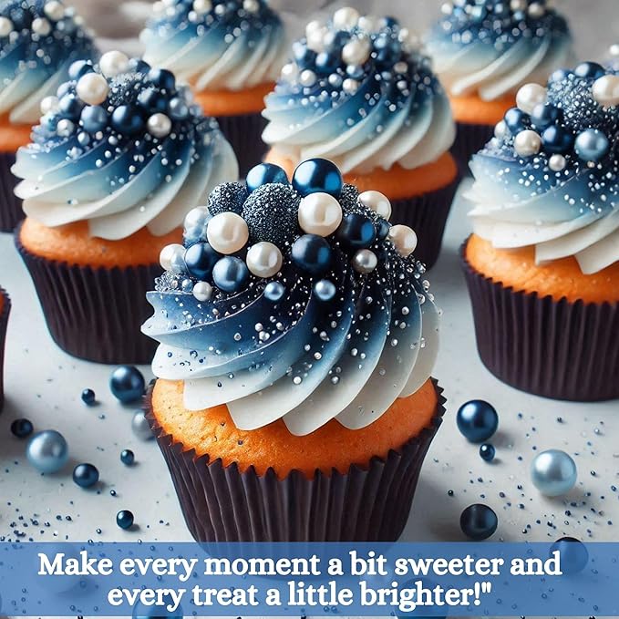Confect Edible Christmas Sprinkles ??Navy Blue Pearl & Vermicelli Mix for Frozen-Themed Cake, Cupcake, Cookie & Holiday Baking Decoration | Vegan, Gluten-Free, Soy-Free, Dairy-Free, Palm Oil-Free- 4.2 Oz