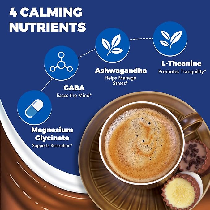 Mushroom Hot Chocolate for Calm & Relax | 10 Mushroom Blend with L-Theanine, GABA, Magnesium Glycinate, MCT & Ashwagandha | Vegan, Keto-Friendly, Gluten-Free | Cacao Powder | 8.5oz