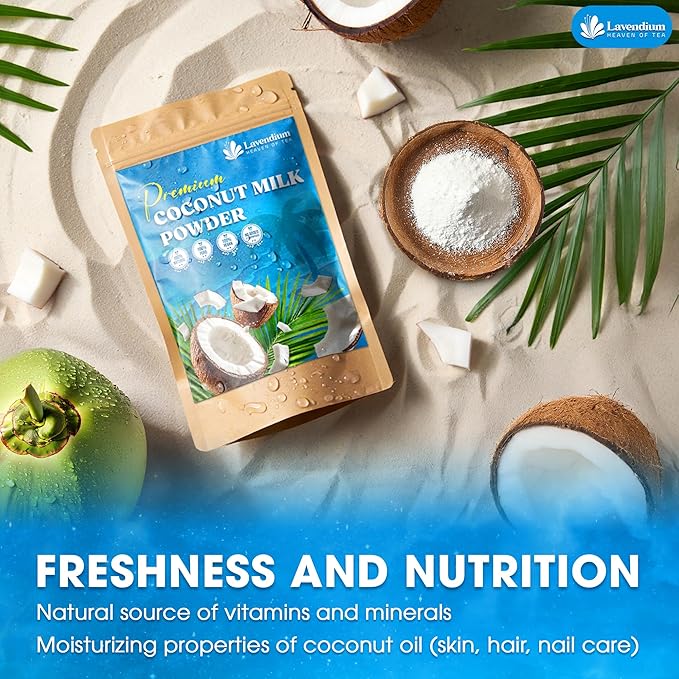 20oz (1.25 lbs) Organic Coconut Milk Powder, 100% Natural & Pure, Unsweetened, Perfect for Cake, Coffee, Tea, Creamer Alternative, No Additives, No Gluten, Vegan