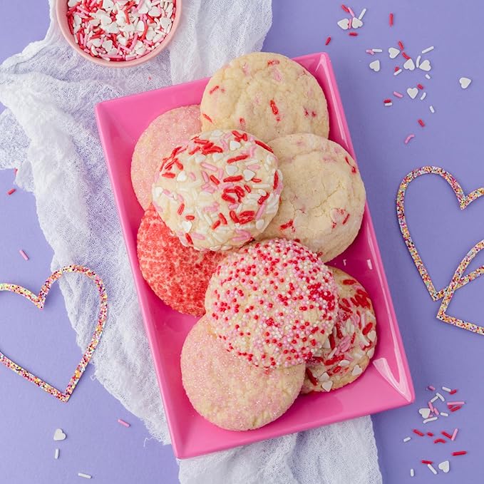 Sweets Indeed Sprinkles 6 Cell Edible Sprinkle Mix Jimmies Perfect for Cake Decorations Baking Ice Cream Cookies Cupcake Topper (Sweetheart)